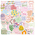 Danish pink motivational statement stickers with graffiti cartoon designs measuring 4-6cm for laptops and luggage