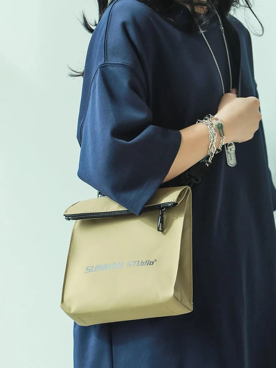 Street style messenger bag backpack in polyester Oxford fabric with sewing line detailing