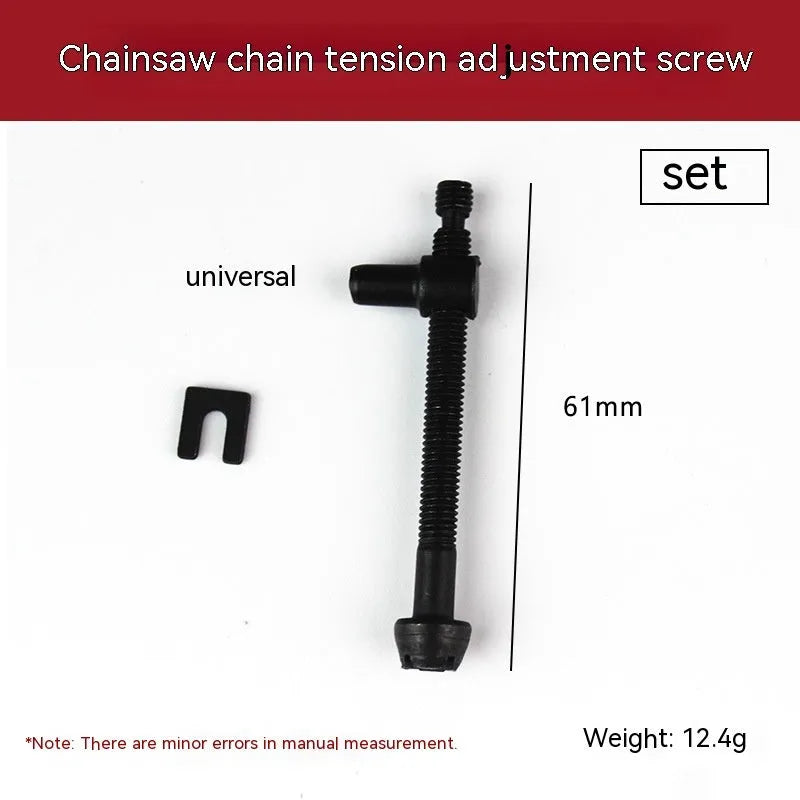 Chainsaw chain tension adjustment gear kit with spools of nylon wire rope in various thicknesses