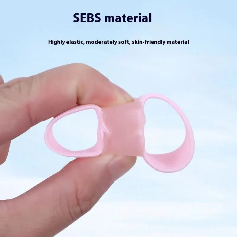 Double-hole toe orthosis in black, skin colour, pink, and light gray TPU for overlapping toe correction