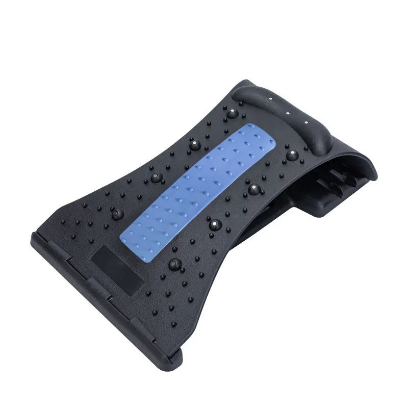 Arc-shaped acupuncture and magnetic therapy cervical spine stretcher model 628 in blue black NBR material on a flat surface