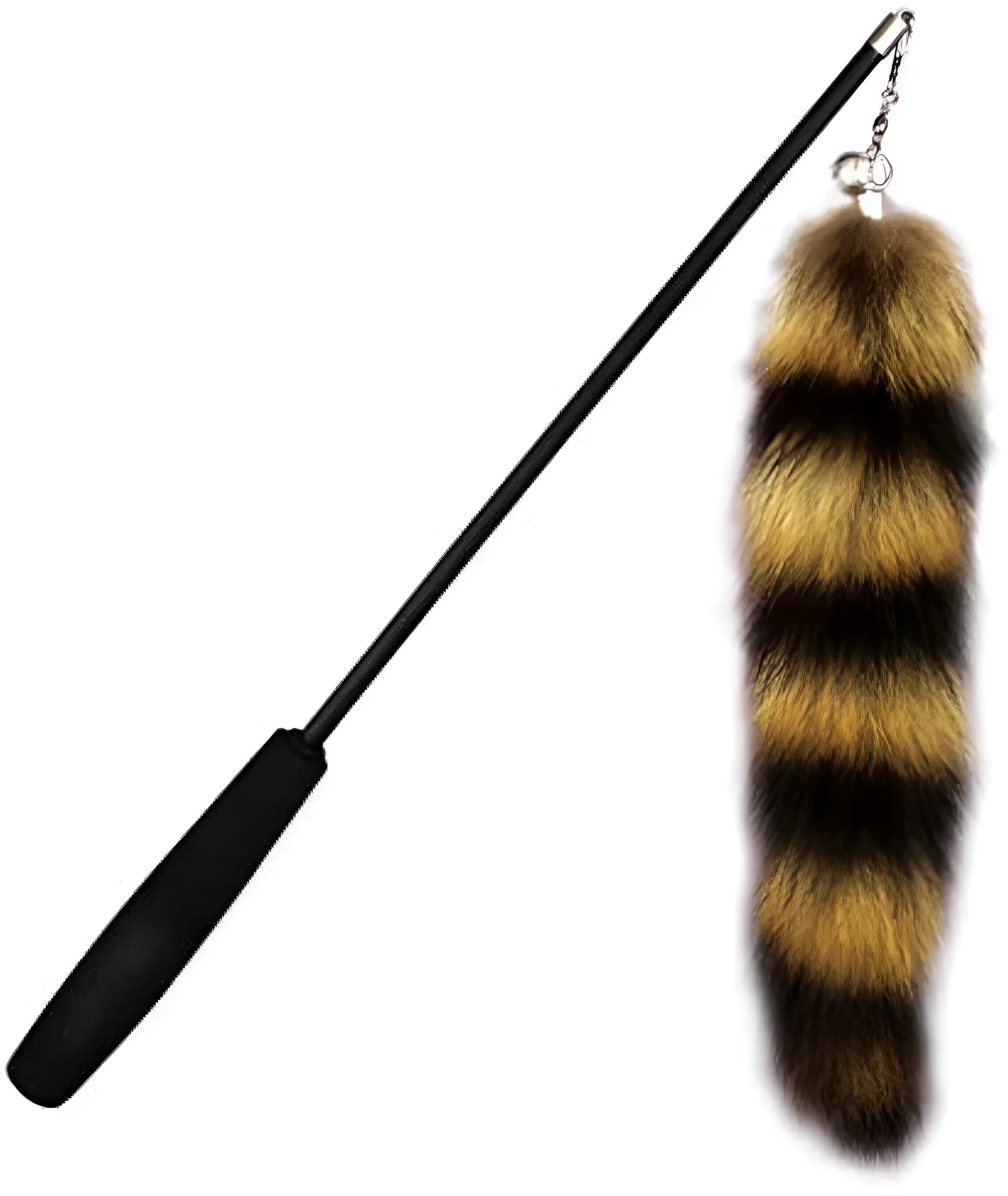 Black cat toy wand with elastic string measuring 42 metres for interactive play