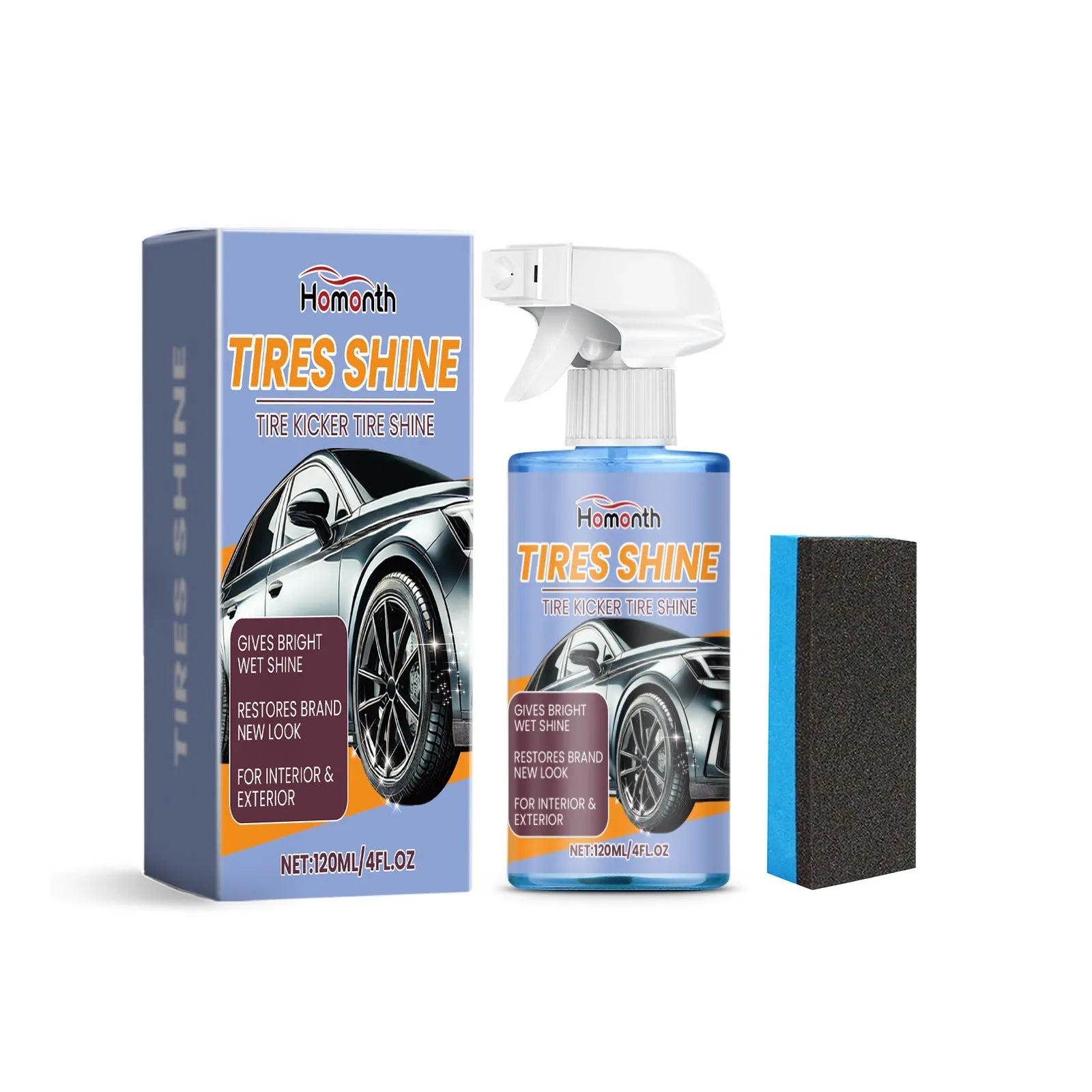 120ml car tyre retreading spray bottle with a sponge for waterproof renovation of black tyres