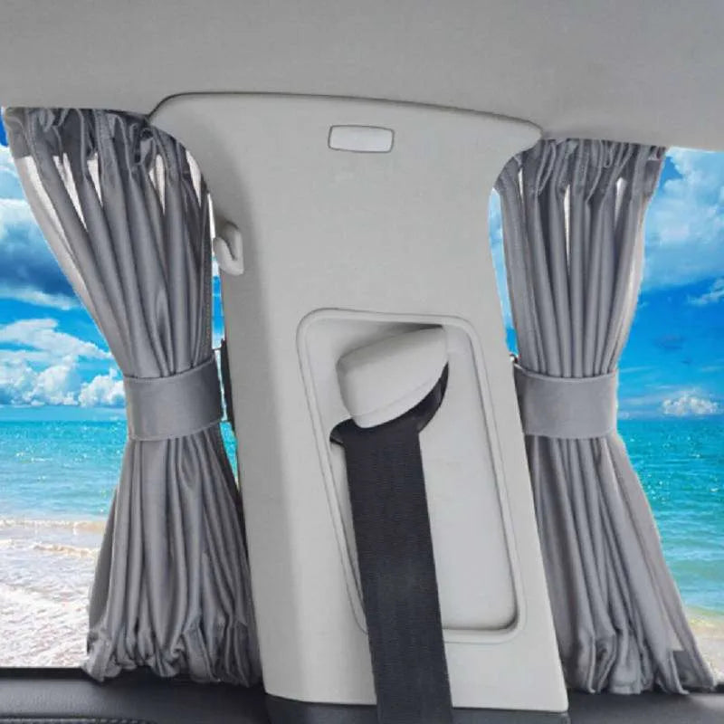 Car sun shade curtains cotton polyester fabric 50cm wide beige black grey set of two