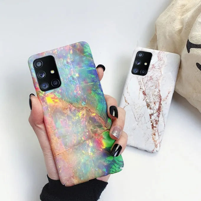 Frosted marble PC phone case for Samsung Galaxy, black white colour option