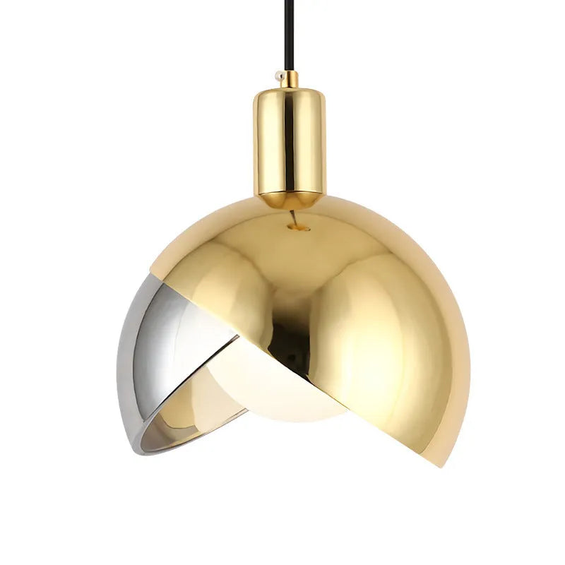 Simple 20cm droplight lamp with golden stitching in champagne gold finish