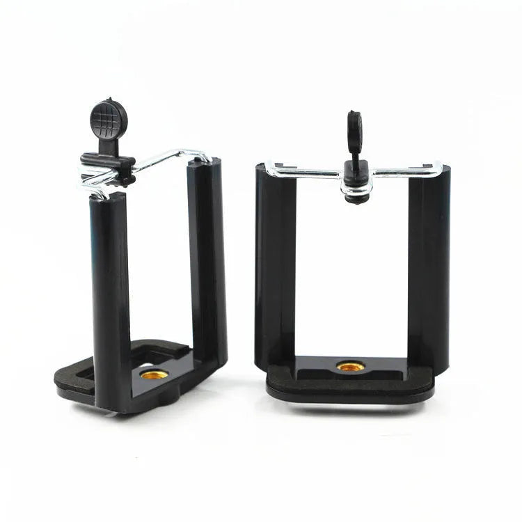 Black plastic U clip mobile phone holder bracket for mounting on poles.