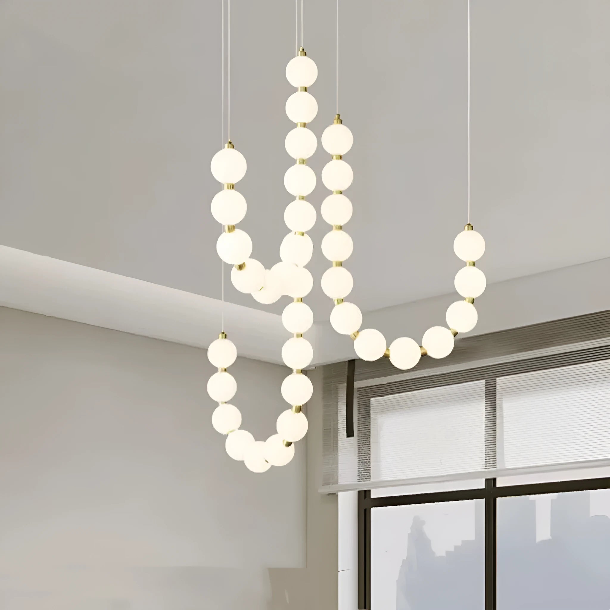 French magic bean pearl necklace chandelier with 12 heads in Nordic style for living room
