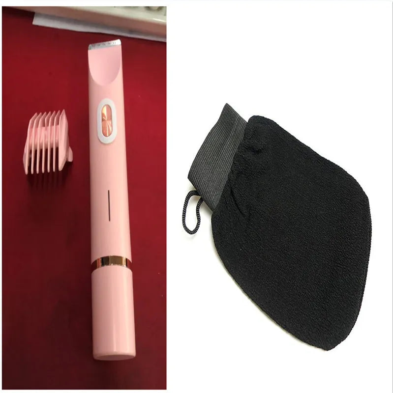 Pink women's electric hair remover with double head design for body grooming