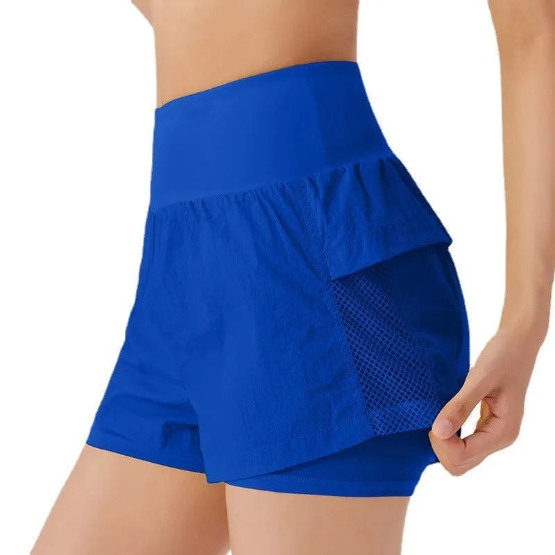 Women's loose cotton blend fitness shorts in white, black, blue, yellow, and pink colours