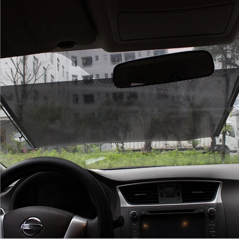 Silver Laser automatic winding thermal insulation car sunshade for windscreen universal fit PVC