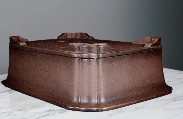 Antique rectangular breathable purple clay flowerpot, handmade classical style, for desktop or floor use