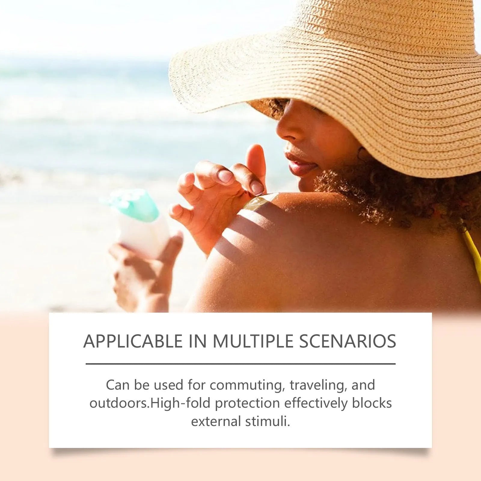 50 ml sunscreen bottle with cream containing titanium dioxide and hyaluronic acid