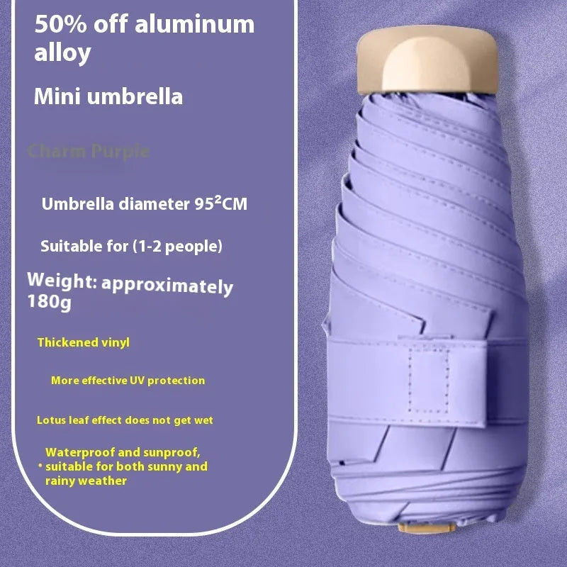 Five-fold manual umbrella with vinyl-laminated fabric in beige, black, blue, green, navy, pink, yellow or purple