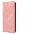 Magnetic flip wallet phone case for iPhone in grey, showing card slots and closed magnetic clasp.