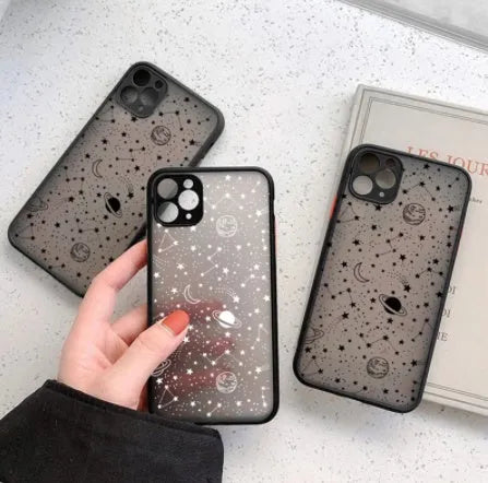 Star Universe black and white Skin Sensation Shell protective case for iPhone models X through 13.