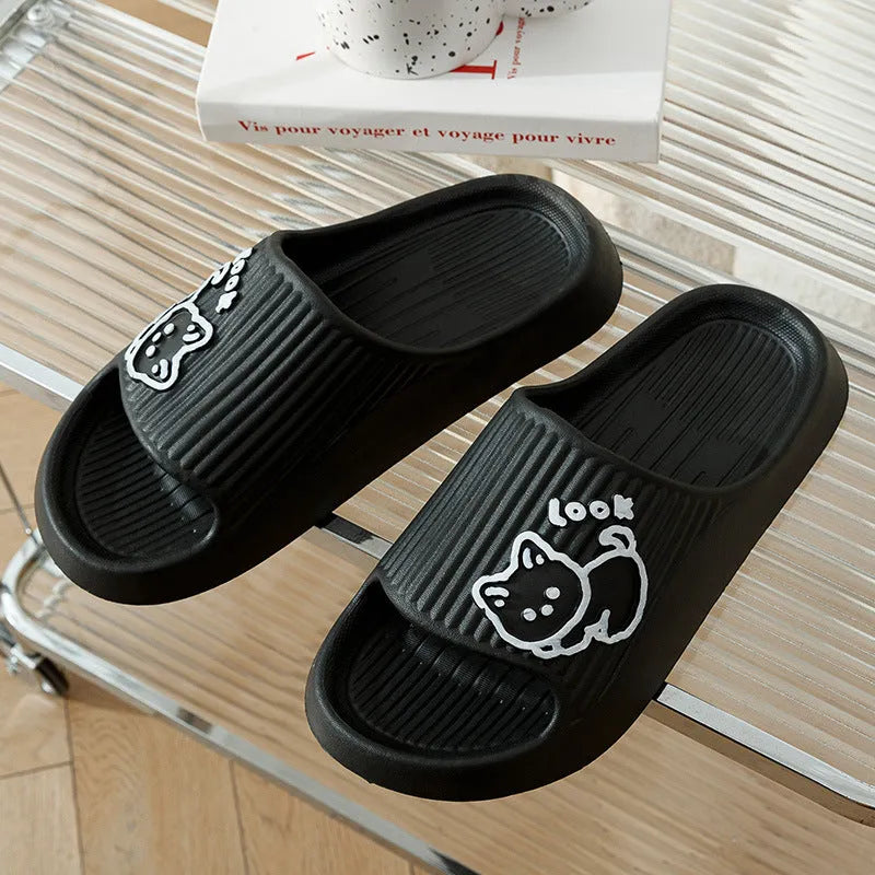 Women's cat slippers with thick EVA platform sole in multiple colour options