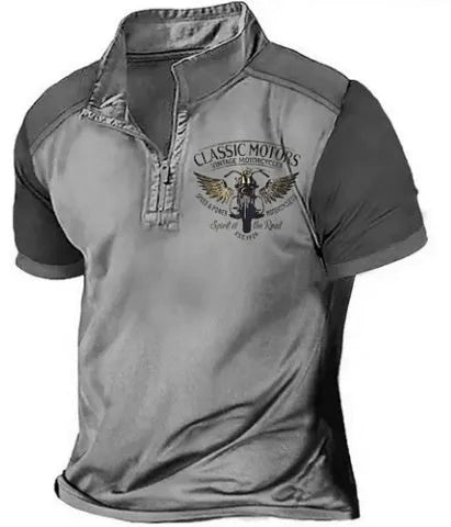 Men's loose fit golf polo shirt with 3D digital printed design on polyester bird eye cloth fabric