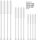 Stainless steel handle nylon bristle cleaning brushes for straws and bottles in white and black.