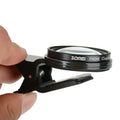 Smartphone macro lens with 12.5x magnification and universal clip mount for close-up photography