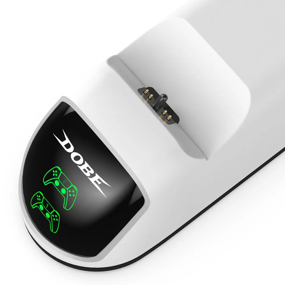 Type-C USB contact charger with LED breathing light in handle-style design, showing green or blue illumination.