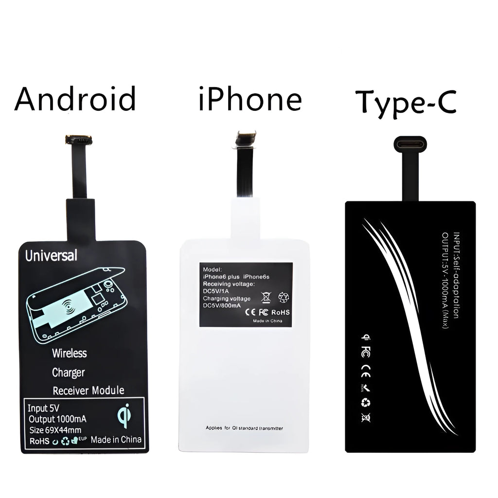 Wireless charger receiver for Type-C Android iPhone 5V 1000mA in black