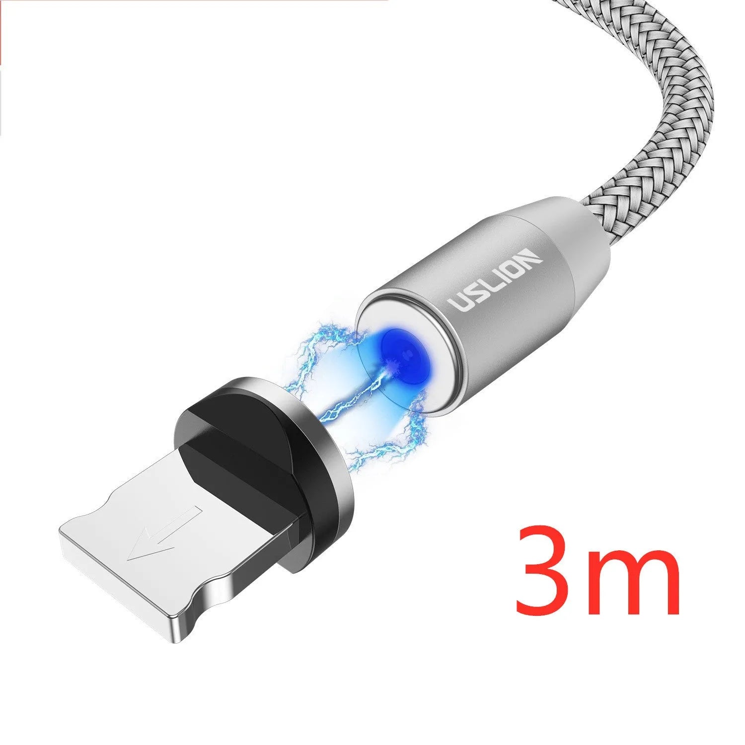 USLION circular magnetic charging cable with aluminium alloy housing and LED indicator