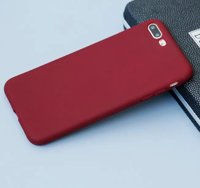 Matte frosted soft phone case for Apple iPhone, shown in multiple colour options.