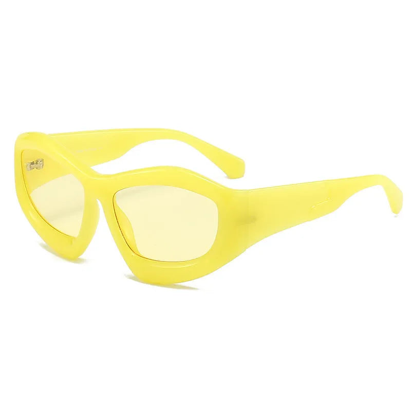Concave shape sunglasses with bubble lens element in multiple colour options for outdoor sun protection