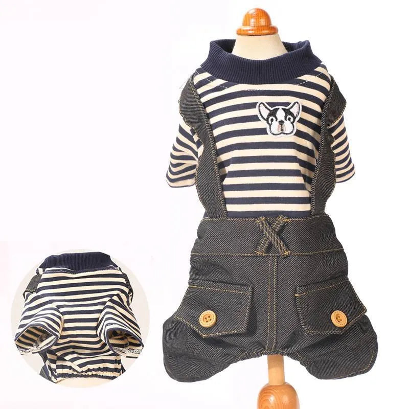 Autumn winter four-leg small dog padded cotton coat in grey loose fit thick lining