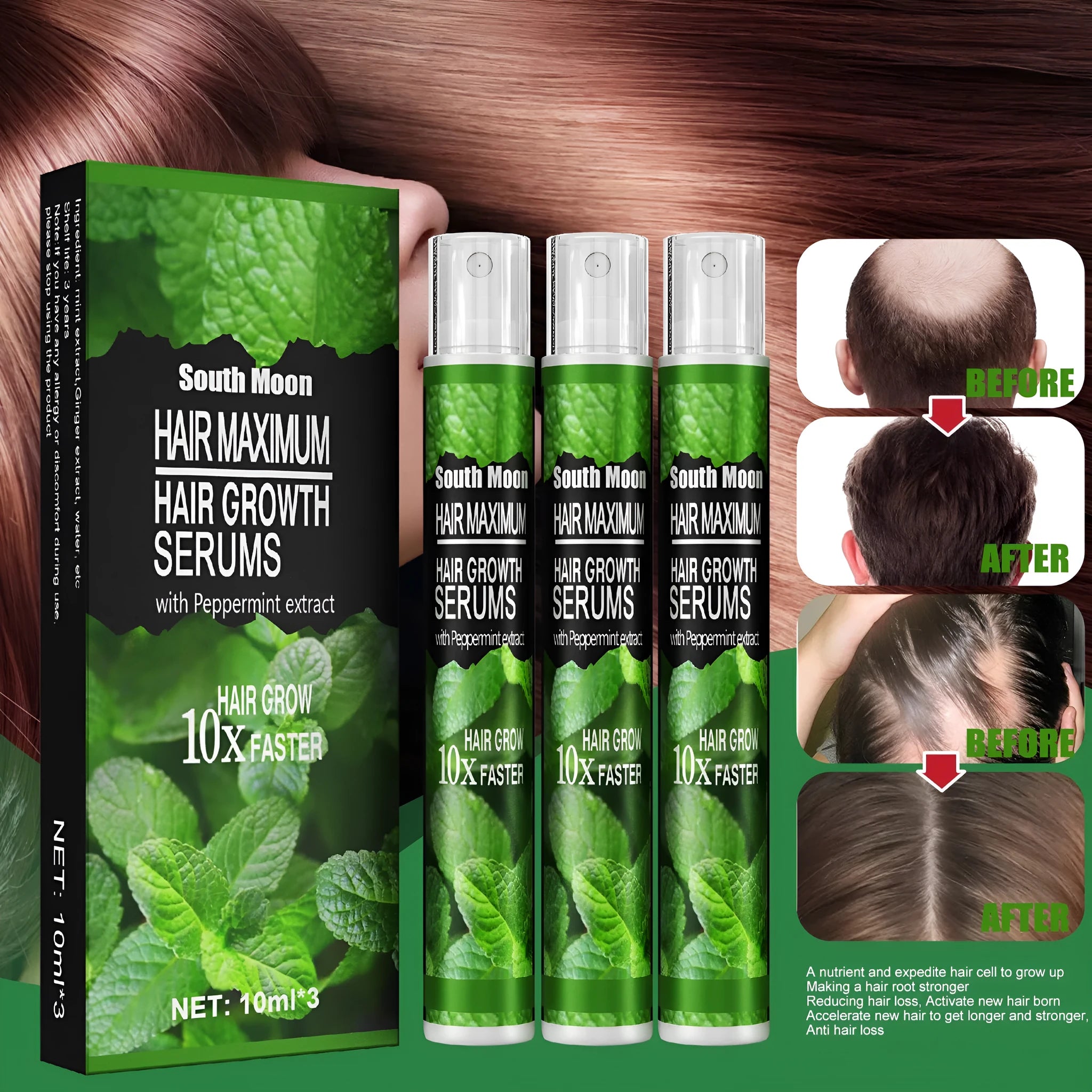 Mint Nutrition Nourishing Hair Growth Spray 10ml bottle for general hair types
