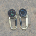 Zinc alloy double-sided climbing carabiner with integrated thermometer and compass in black, army green, and rose gold colours