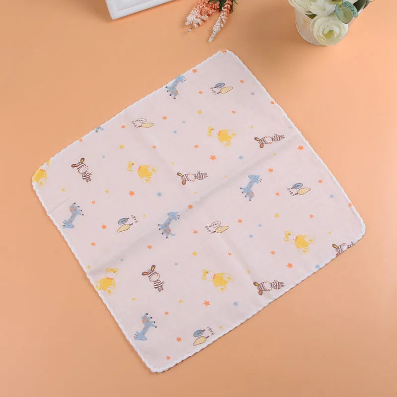 Pure cotton baby gauze saliva towel in double layer or four layer style, sizes 20cm 25cm 26cm 29cm