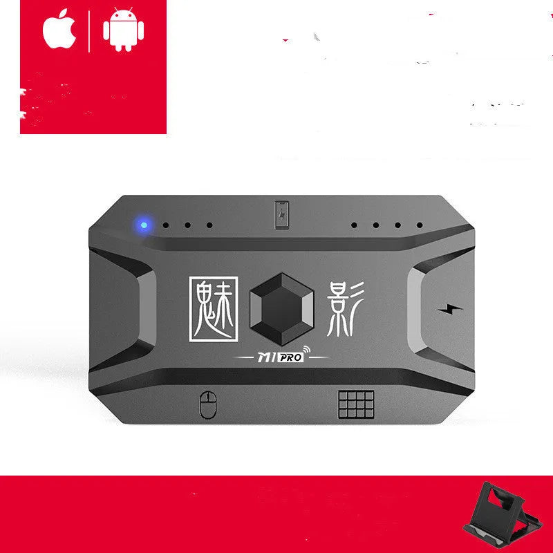 Grey ABS plastic mobile gaming converter set with keyboard and mouse throne for USB connection