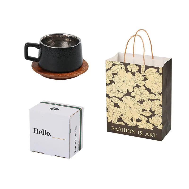 Afternoon tea gift tumbler coffee cup suit with gold-plated gift box packaging