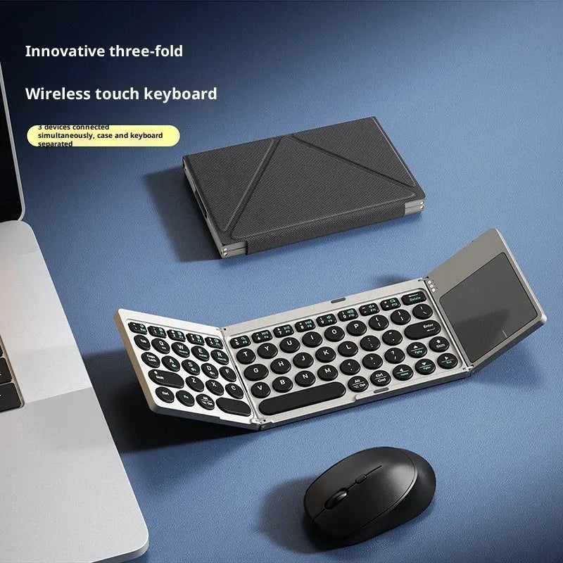 Black folding wireless Bluetooth keyboard for mobile phone notebook tablet universal