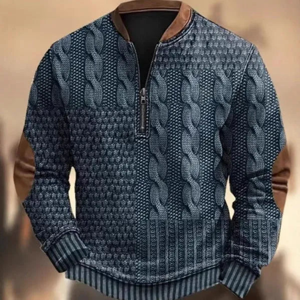 Men's casual checkered printed half zip hoodie loose fit polyester cardigan street tide style