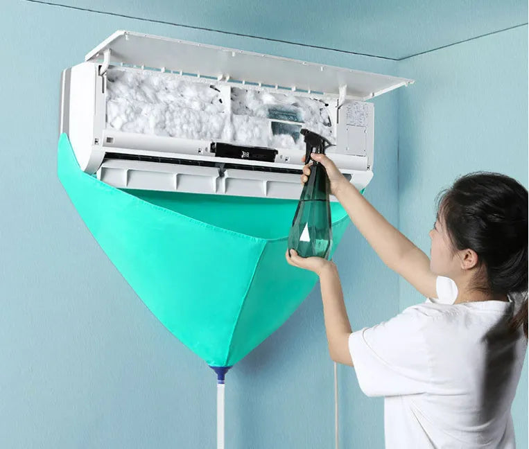 Air conditioner waterproof cover and cleaning tools set for indoor unit maintenance