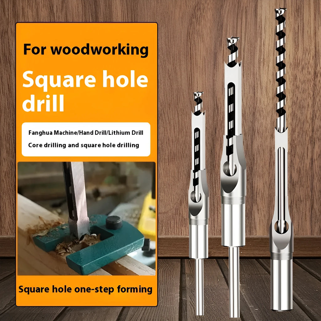 Square hole drill bit woodworking tool set with 12.7mm sleeve and core components