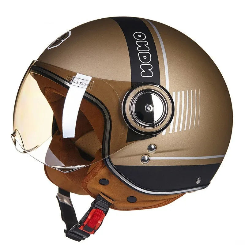 Retro battery car half helmet in bright colour options with lightweight ABS construction