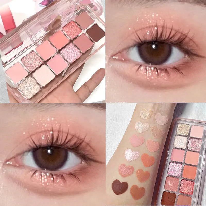 Creative home versatile 12 colour eye shadow plate showing peach apple and cherry plum options