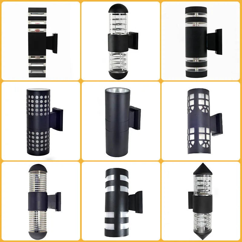 Outdoor aluminium double head up and down wall lamp with E27 holder, 312mm, weatherproof for courtyard