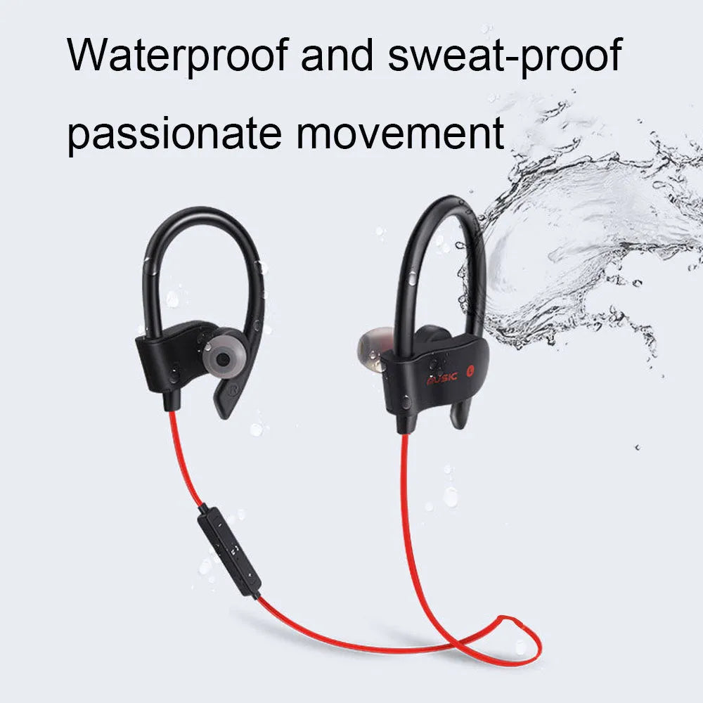 Bluetooth headset neck hanging in-ear wireless sports earphone with 10m range black blue red colours