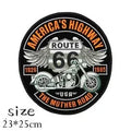 Large cloth embroidery sticker Route 66 design in L 23x25cm size on denim jacket