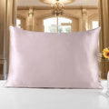 Double-sided mulberry silk pillowcase in apricot colour, shown in 51x76 cm size.