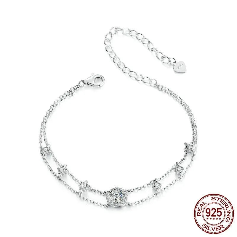 S925 silver diamond bracelet simple classic design geometric round shape electroplated finish