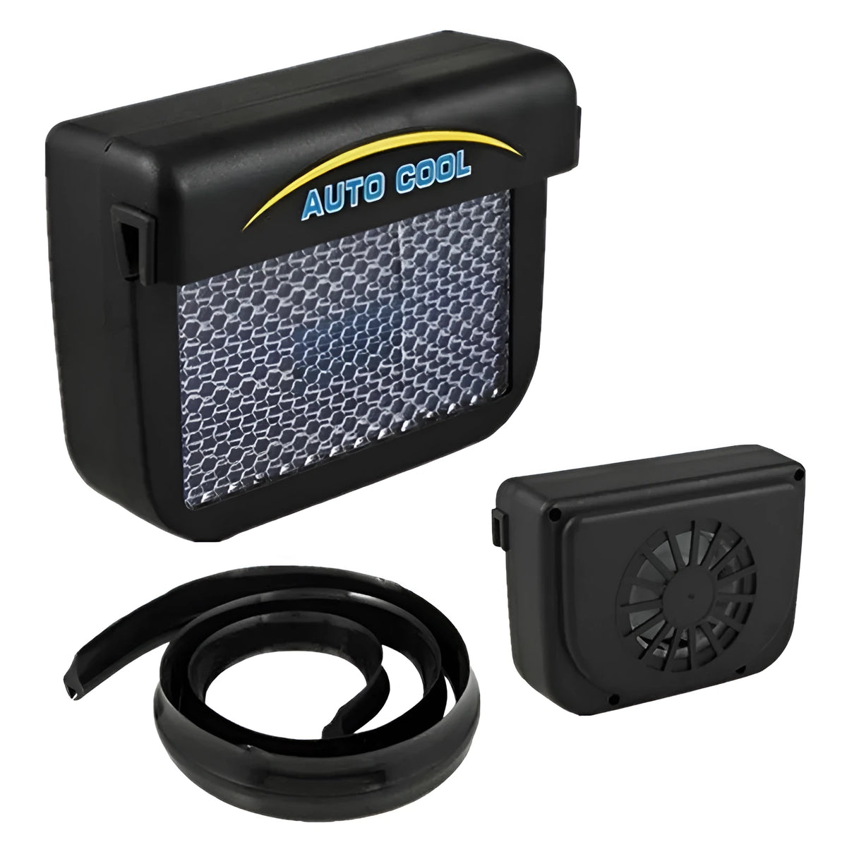 Solar powered car exhaust fan in ABS, approx. 14.5cm x 6cm x 11cm, for car windows except frameless windshield