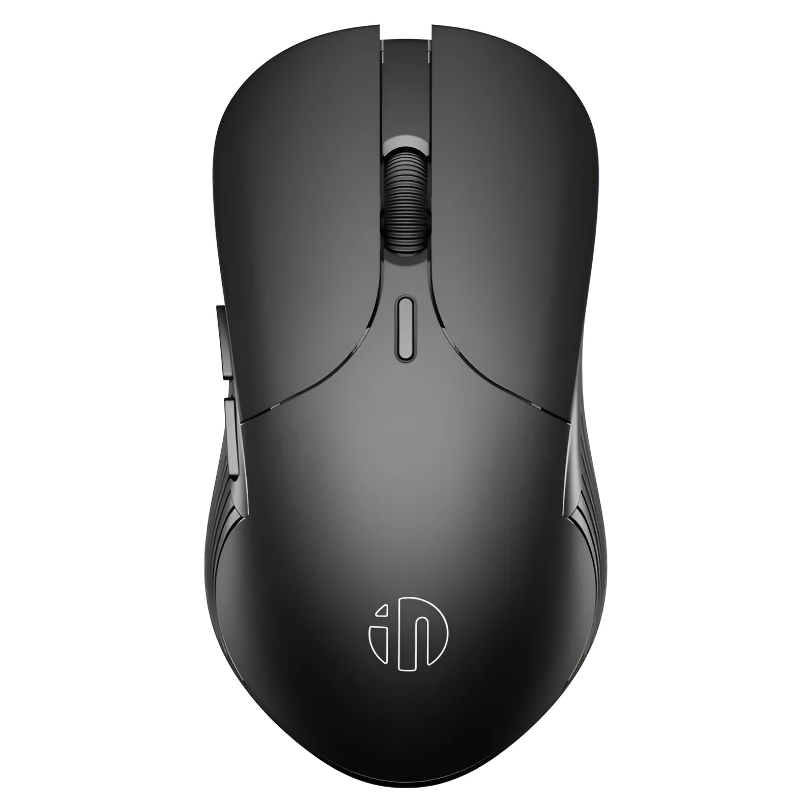 Black wireless voice mouse with six buttons showing compact dimensions of 123mm x 35mm x 65.5mm