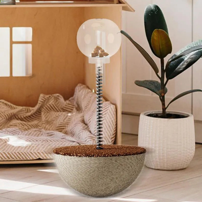 Auto-balancing cat interactive feeder toy with slow feeding mechanism in three designs