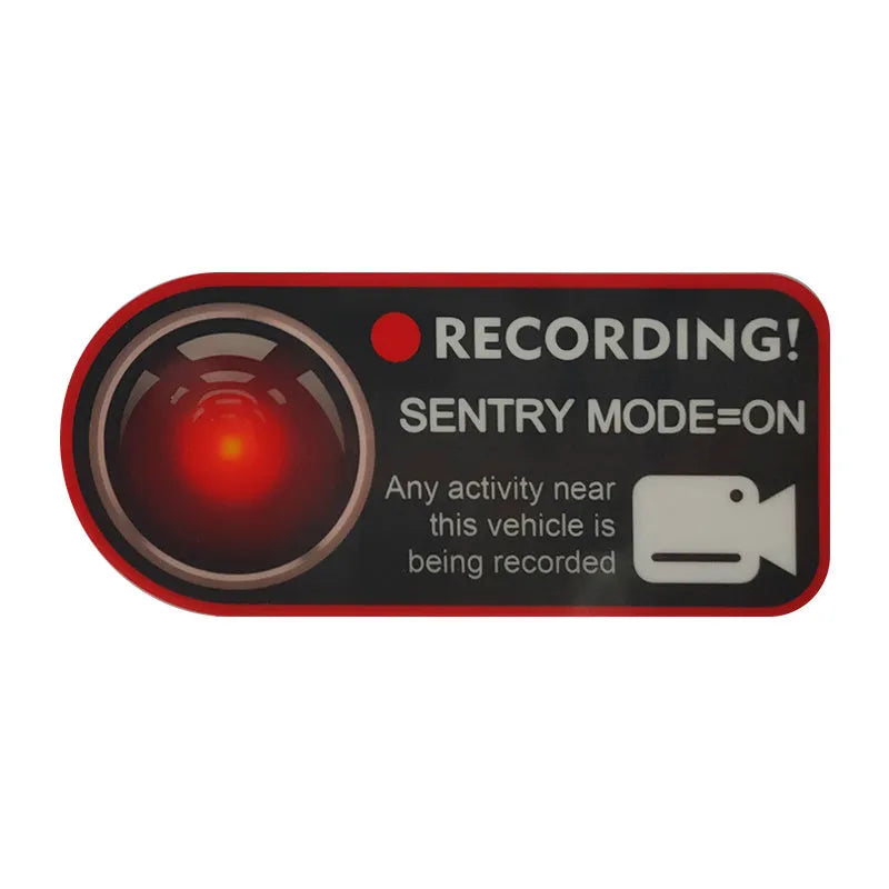 Tesla Sentry Mode warning sticker pair for car windows, PVC electrostatic design